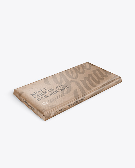 Kraft Glossy Chocolate Bar Mockup - Halfside View (High Angle Shot)