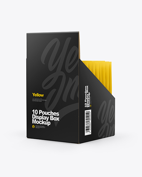 10 Pouches Display Box Mockup
