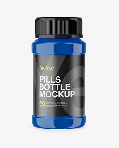 Glossy Plastic Pills Bottle Mockup - Front View