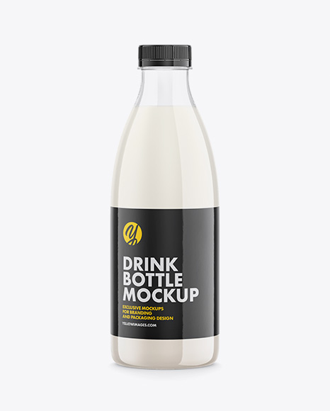 Clear Plastic Bottle with Milk Mockup
