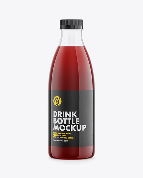Clear Plastic Bottle with Cherry Juice Mockup
