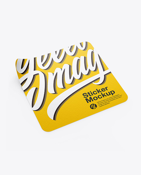 Textured Square Sticker Mockup