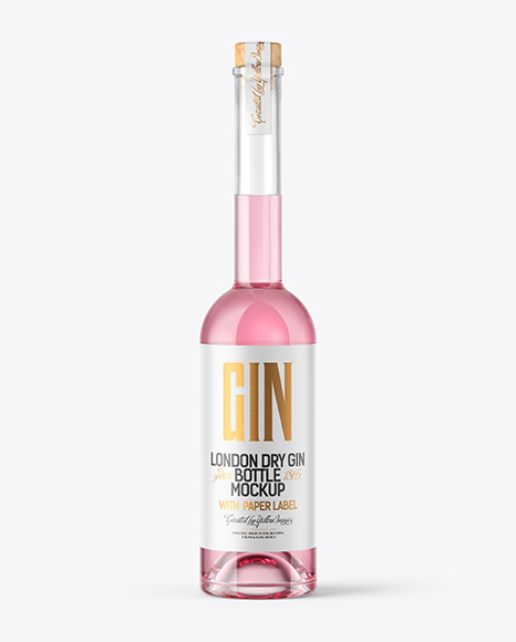 Gin Bottle with Wooden Cap Mockup
