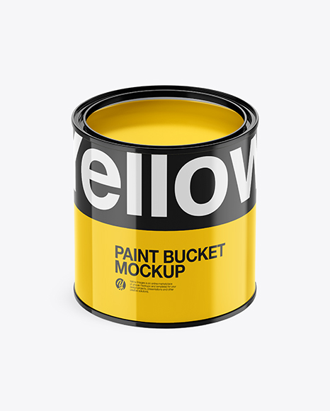 Opened Glossy Paint Bucket Mockup