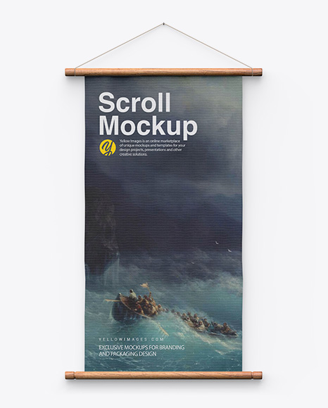 Fabric Scroll Mockup w/ Wooden Handles