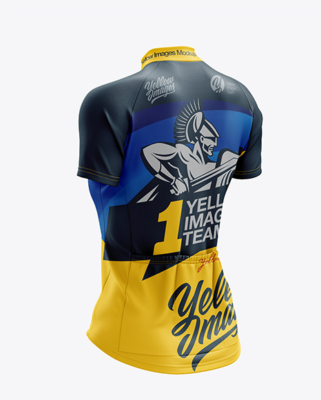 Women’s Classic Cycling Jersey mockup (Back Half Side View)