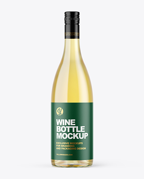Clear Glass White Wine Bottle Mockup