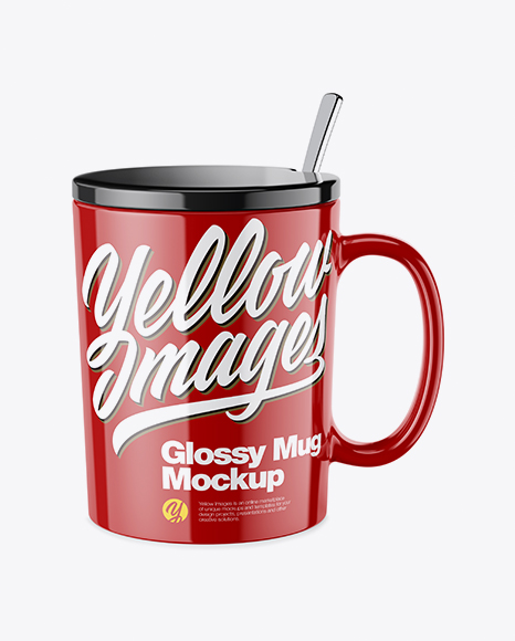 Glossy Mug with Lid Mockup