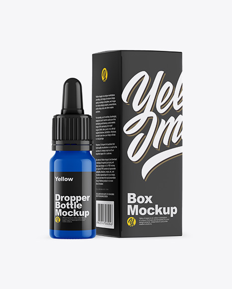 Glossy Dropper Bottle w/ Box Mockup