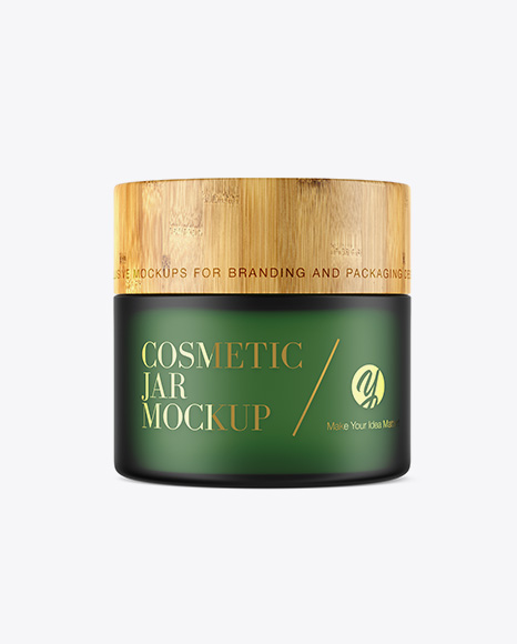 Frosted Glass Jar W/ Bamboo Lid Mockup