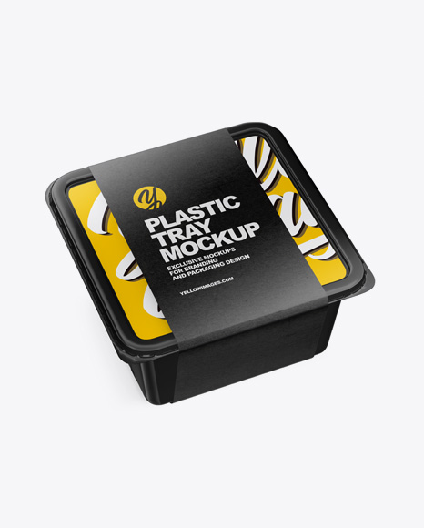 Plastic Tray with Paper Label Mockup