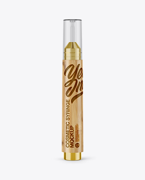 15ml Cosmetic Syringe Bottle W/ Bamboo Body Mockup