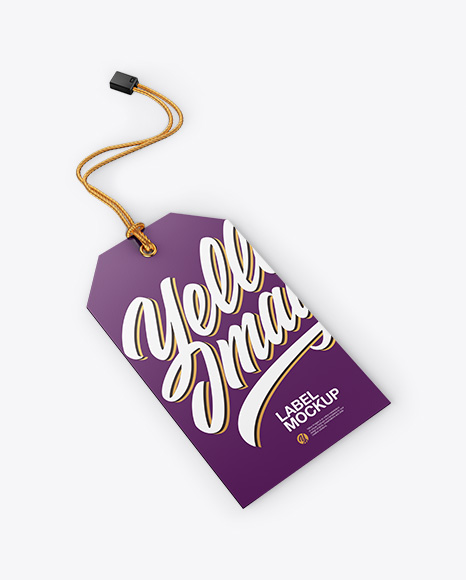 Paper Label With Rope Mockup - Half Side View