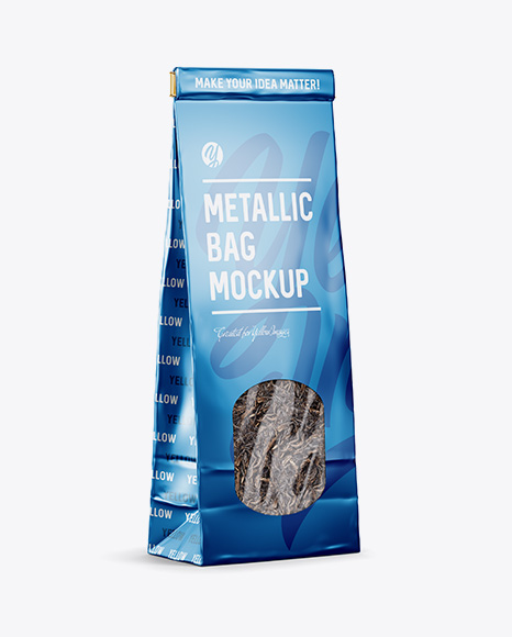 Matte Metallic Bag With Window Mockup - Half Side View