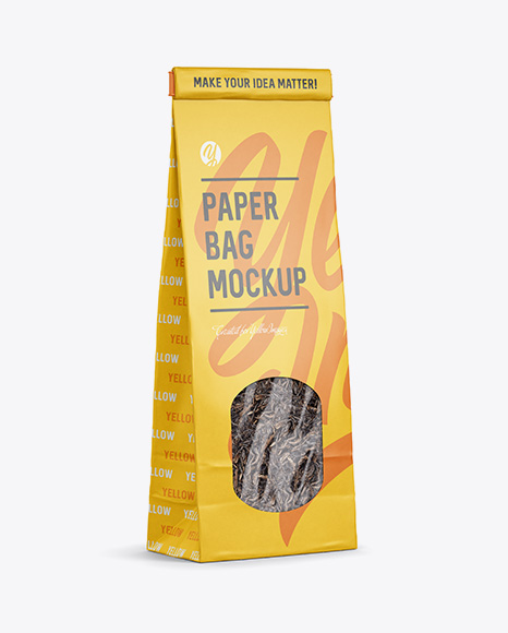 Paper Bag With Window Mockup - Half Side View