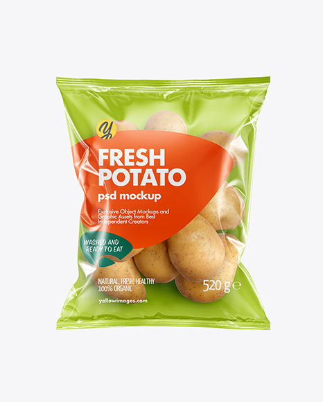 Plastic Bag With Potatoes Mockup