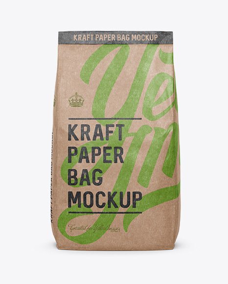Kraft Paper Bag Mockup - Front View