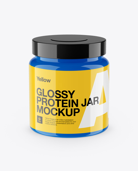 Glossy Protein Jar Mockup - Front View (High-Angle Shot)