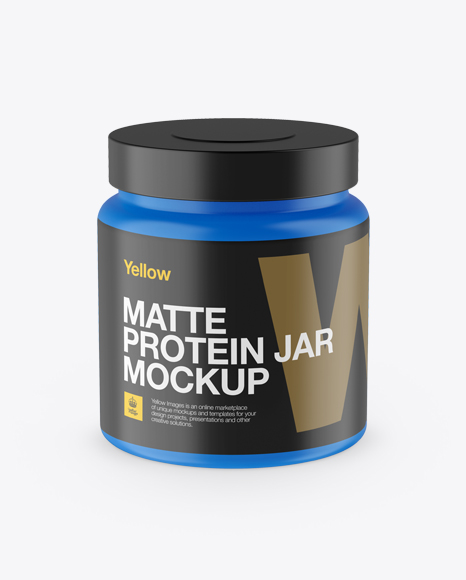 Matte Protein Jar Mockup - Front View (High-Angle Shot)