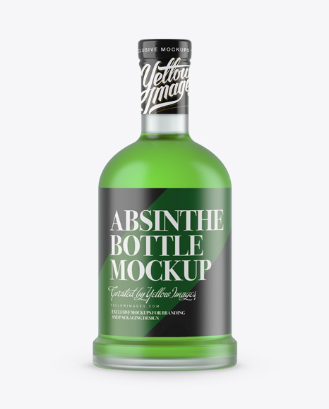 Frosted Glass Absinthe Bottle Mockup