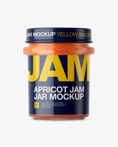 Glass Apricot Jam Jar Mockup - Front View