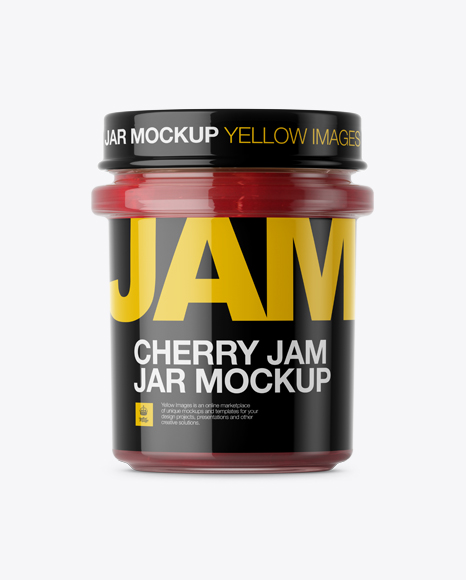 Glass Cherry Jam Jar Mockup - Front View