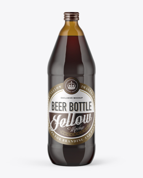 40oz Amber Glass Bottle with Red Ale Mockup