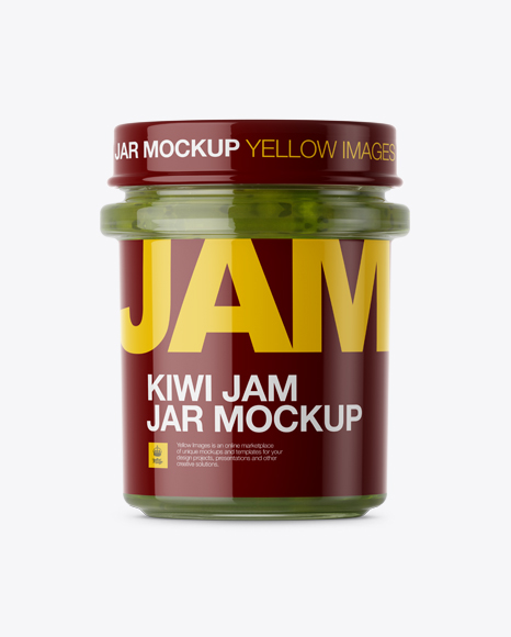 Glass Kiwi Jam Jar Mockup - Front View