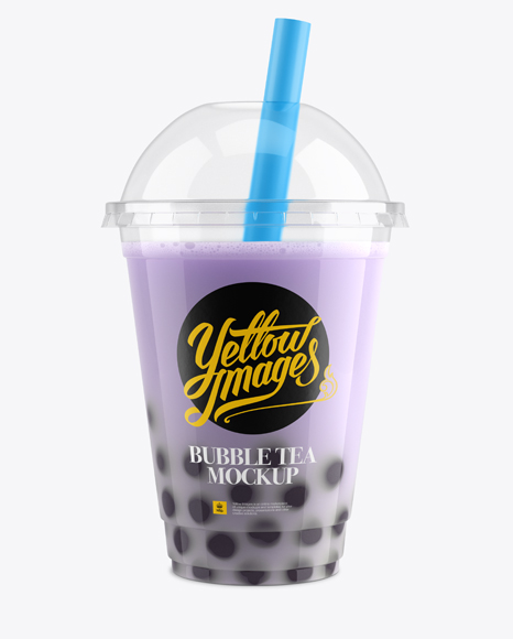Blueberry Bubble Tea Cup Mockup - Front View