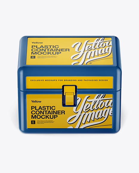 Plastic Container w/ Lock Mockup - Front View (High-Angle Shot)
