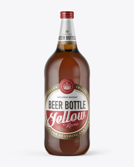40oz Amber Glass Bottle with Light Beer Mockup