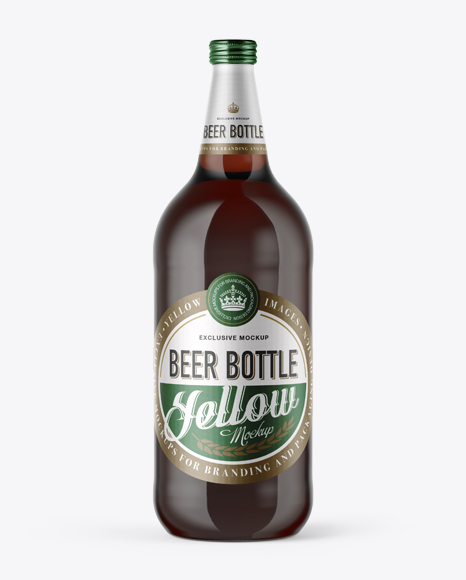 40oz Clear Glass Bottle w/ Dark Irish Beer Mockup