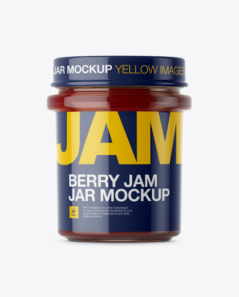 Glass Berry Jam Jar Mockup - Front View