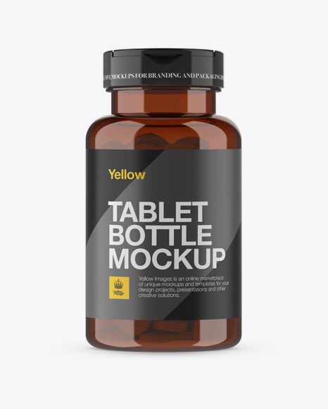 Amber Pill Bottle Mockup - Front View