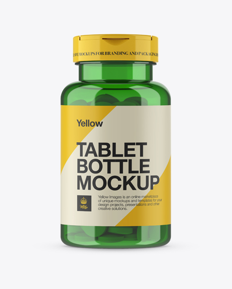 Green Pill Bottle Mockup - Front View