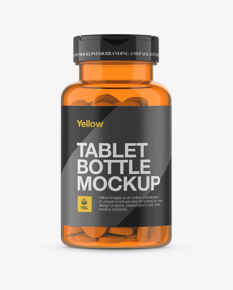 Orange Pill Bottle Mockup - Front View