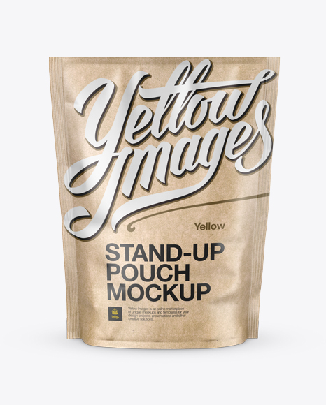 Kraft Paper Stand-up Pouch Mockup - Front View
