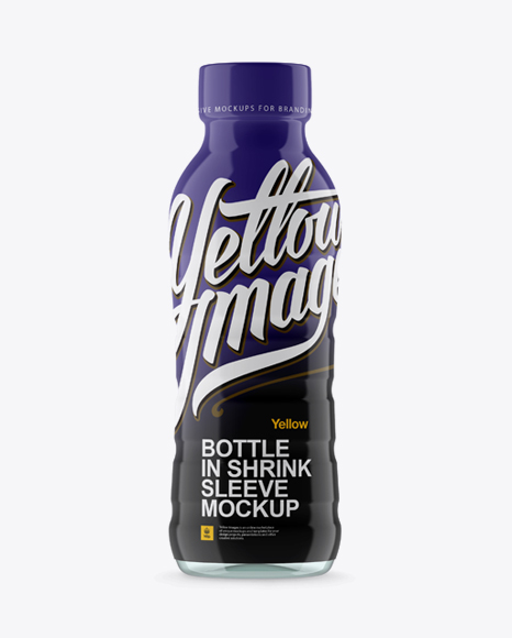 Clear PET Bottle In Shrink Sleeve Mockup - Front View