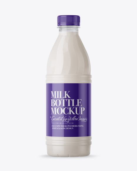 Plastic Milk Bottle Mockup - Front View
