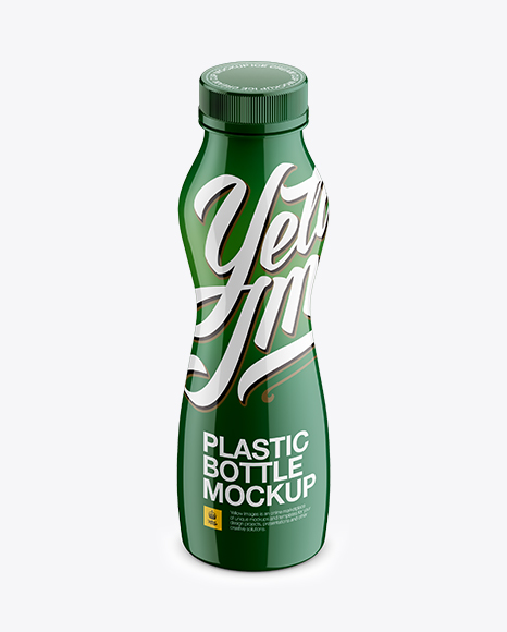 Glossy Plastic Bottle Mockup - Front View (High-Angle Shot)