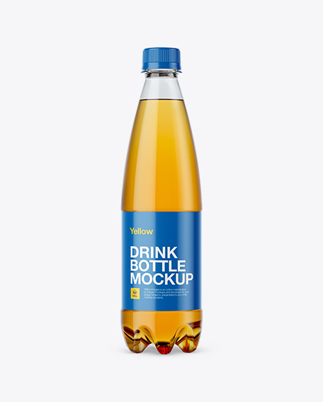 500ml Clear PET Bottle w/ Orange Drink Mockup - Front View