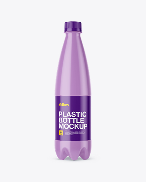 500ml Glossy Plastic Bottle Mockup - Front View