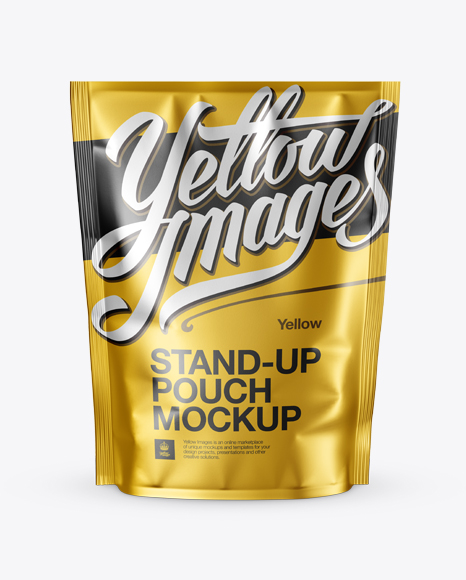 Matte Metallic Stand-up Pouch Mockup - Front View