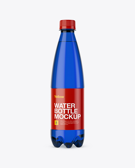 500ml Blue PET Water Bottle Mockup - Front View