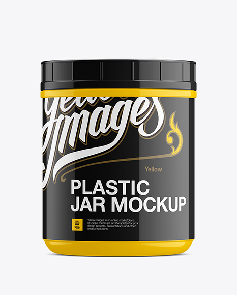 Glossy Plastic Jar Mockup - Front View