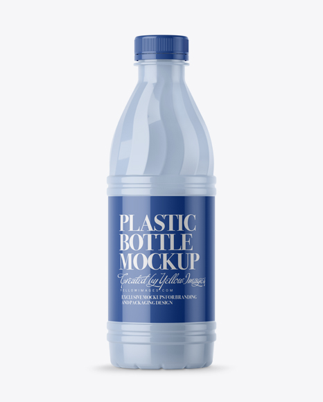 Glossy Plastic Bottle Mockup - Front View