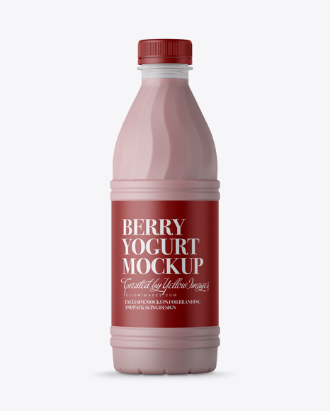 Matte Plastic Bottle w/ Berry Yoghurt Mockup