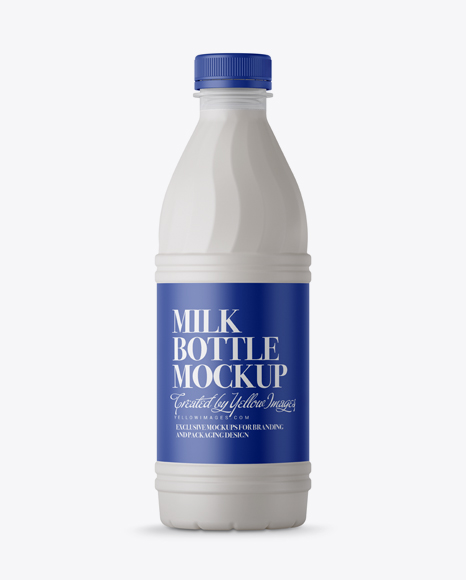 Matte Plastic Milk Bottle Mockup - Front View