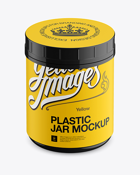 Glossy Plastic Jar with Matte Label Mockup (High-Angle Shot)