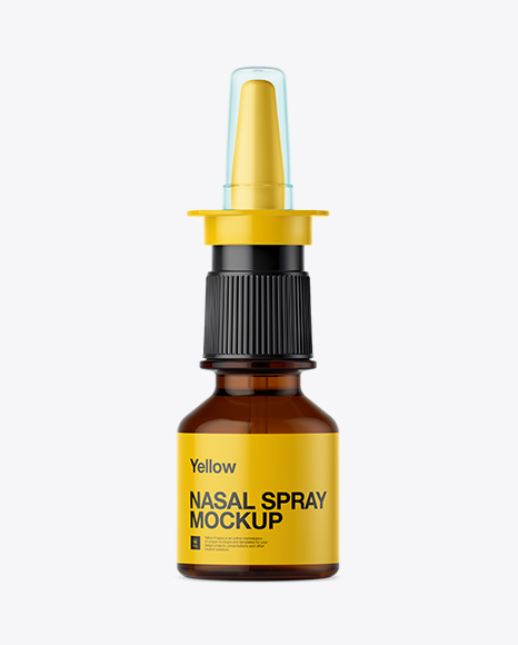 Amber Nasal Spray Bottle Mockup - Front View